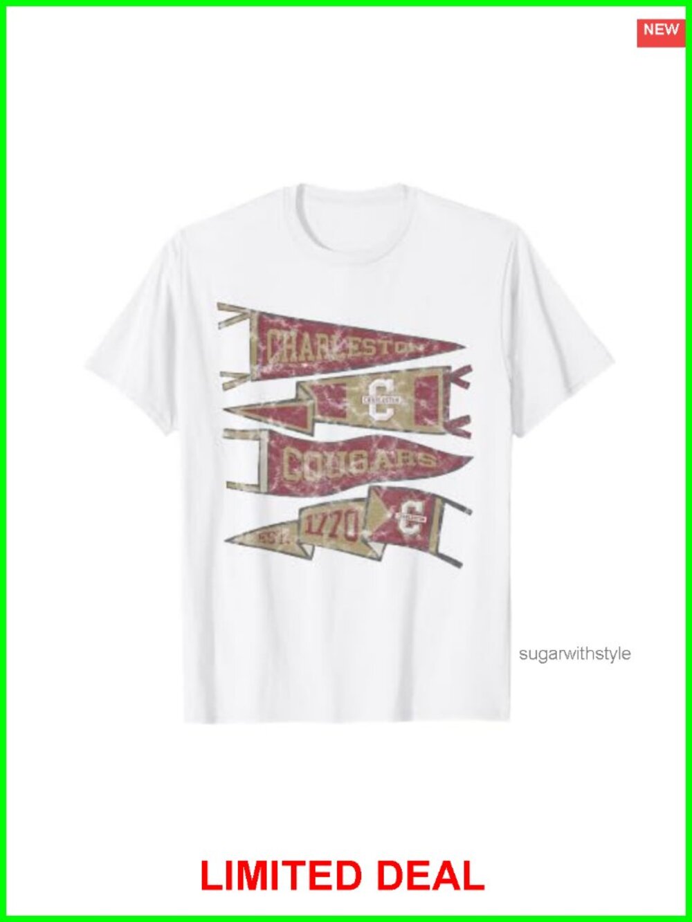 College of Charleston Cougars Distressed Pennants Graphic Tee